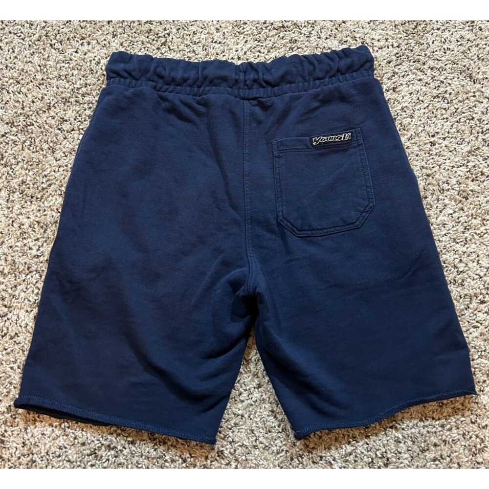 YoungLA French Terry Shorts 8" Men’s Medium Navy Blue Gym Run Train Pockets - Picture 5 of 8